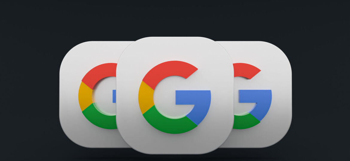 Google application logo 3d rendering on Black background