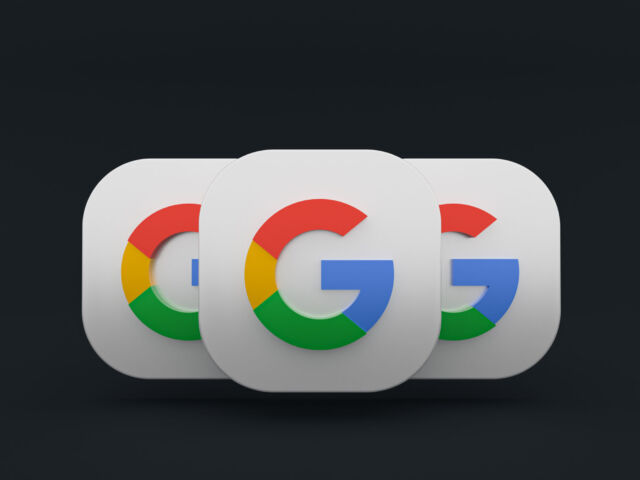 Google application logo 3d rendering on Black background