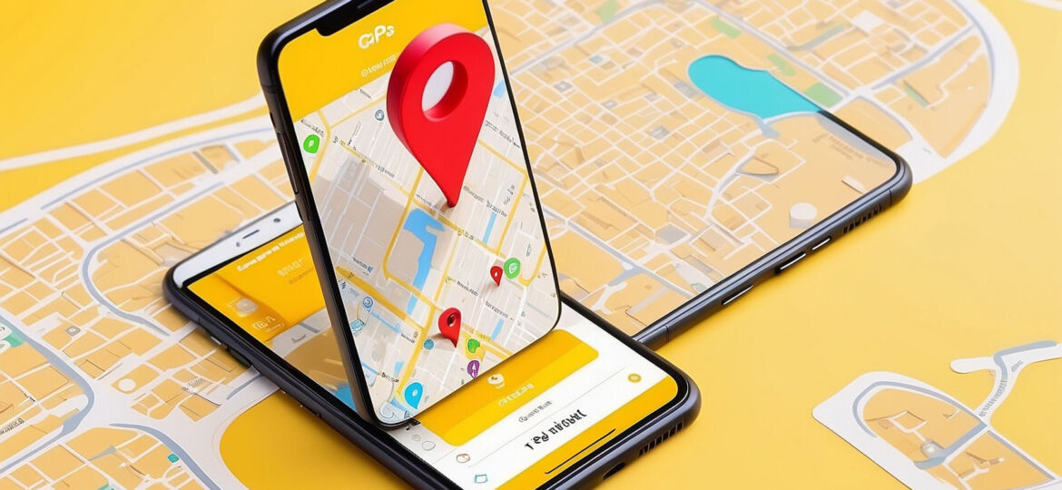 Image of red point GPS route app for people to find place stay l